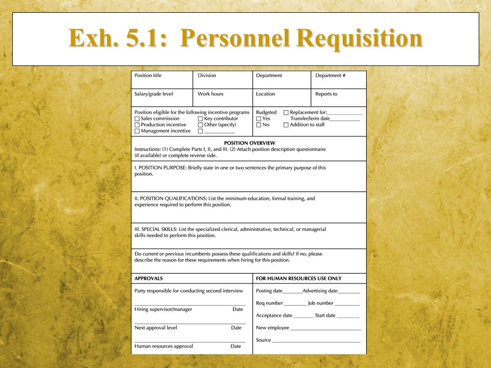 Exh. 5.1: Personnel Requisition