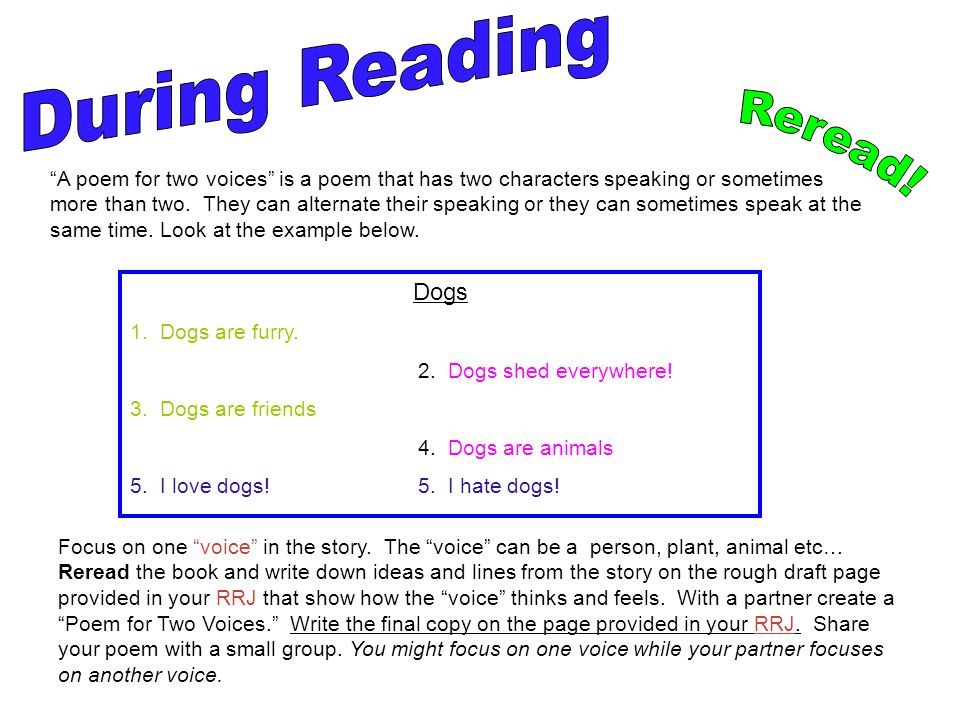 During Reading Reread! Dogs