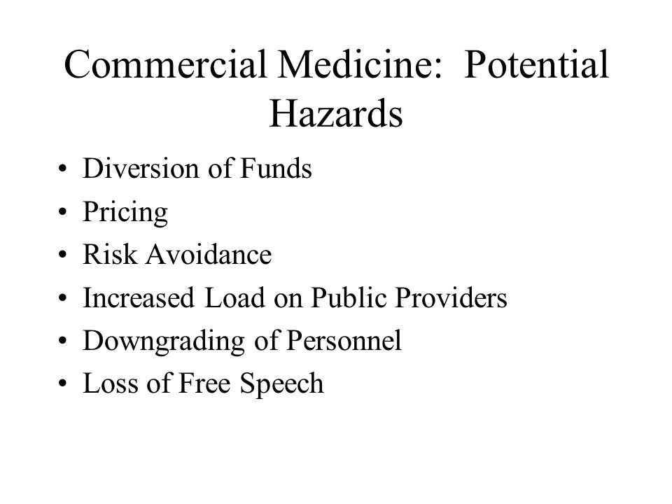 Commercial Medicine: Potential Hazards
