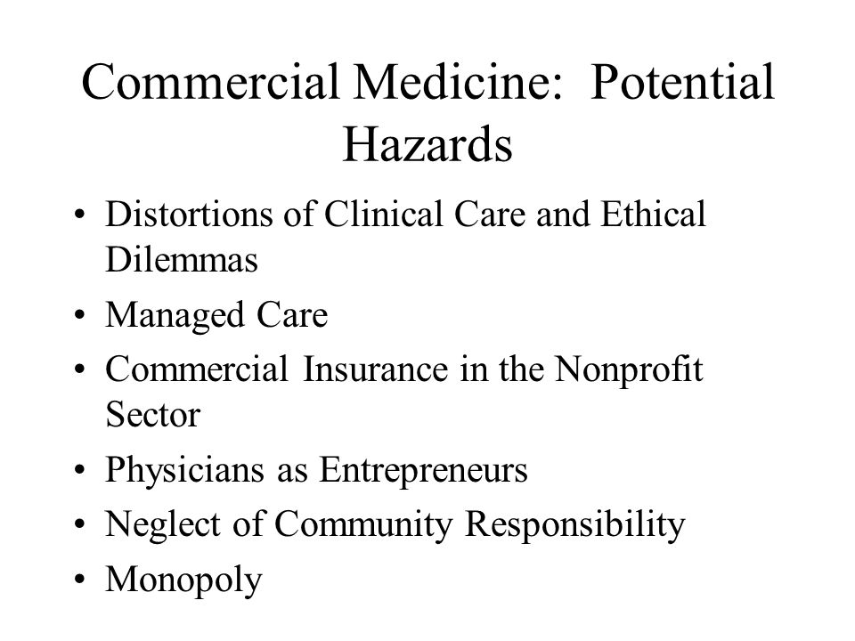 Commercial Medicine: Potential Hazards