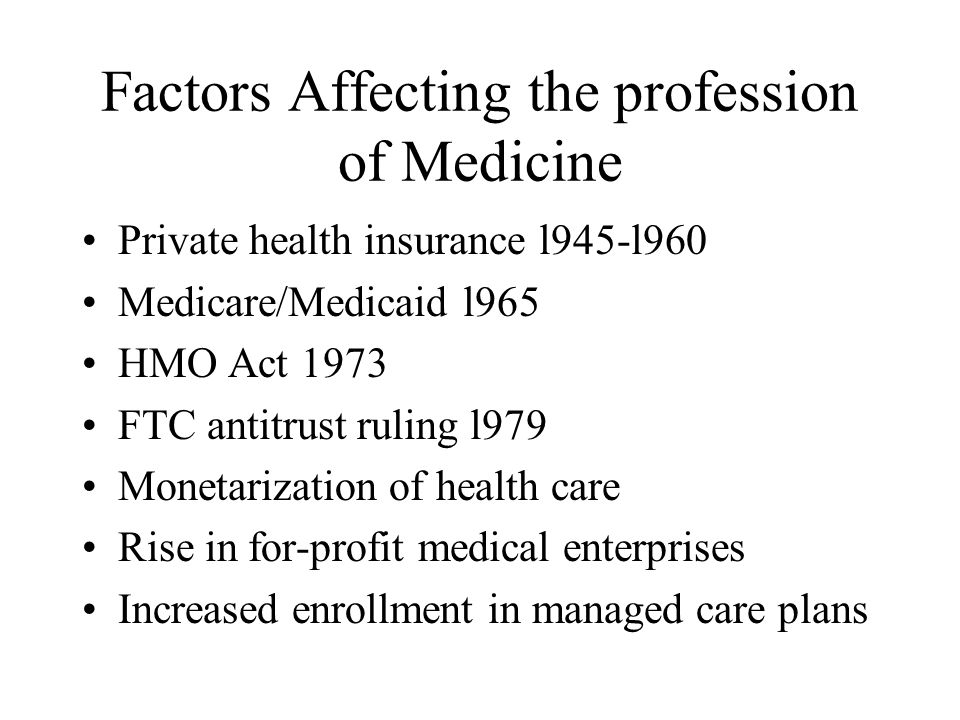 Factors Affecting the profession of Medicine