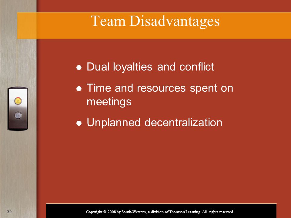 Team Disadvantages Dual loyalties and conflict