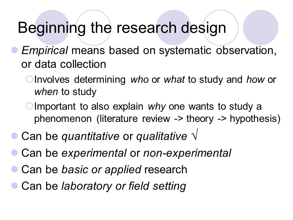 Beginning the research design