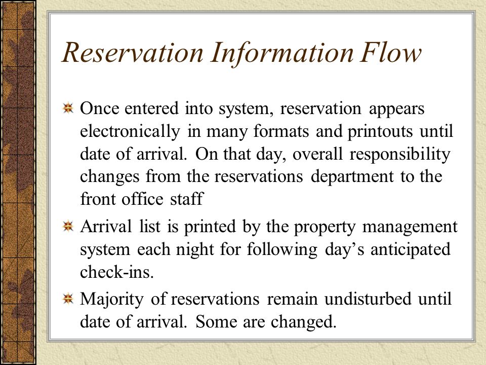 Reservation Information Flow