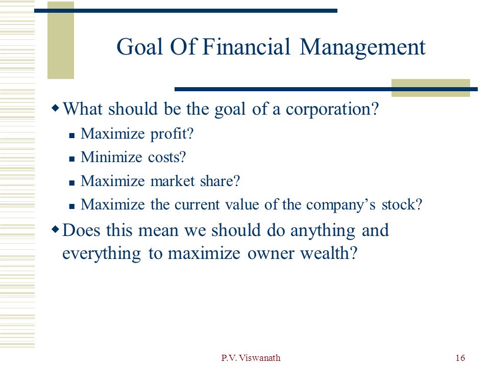 Goal Of Financial Management