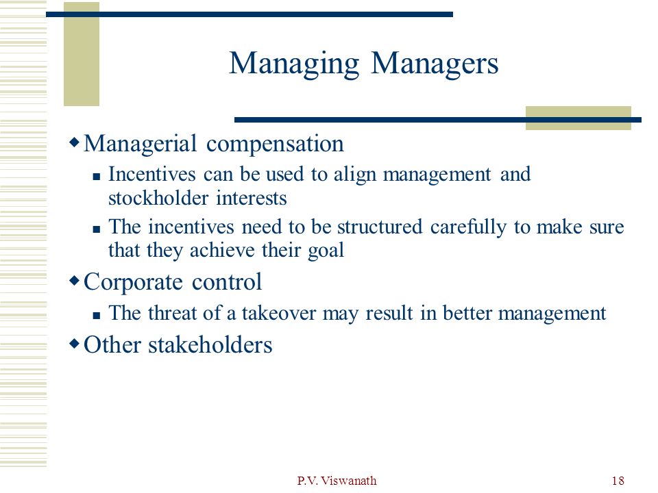 Managing Managers Managerial compensation Corporate control