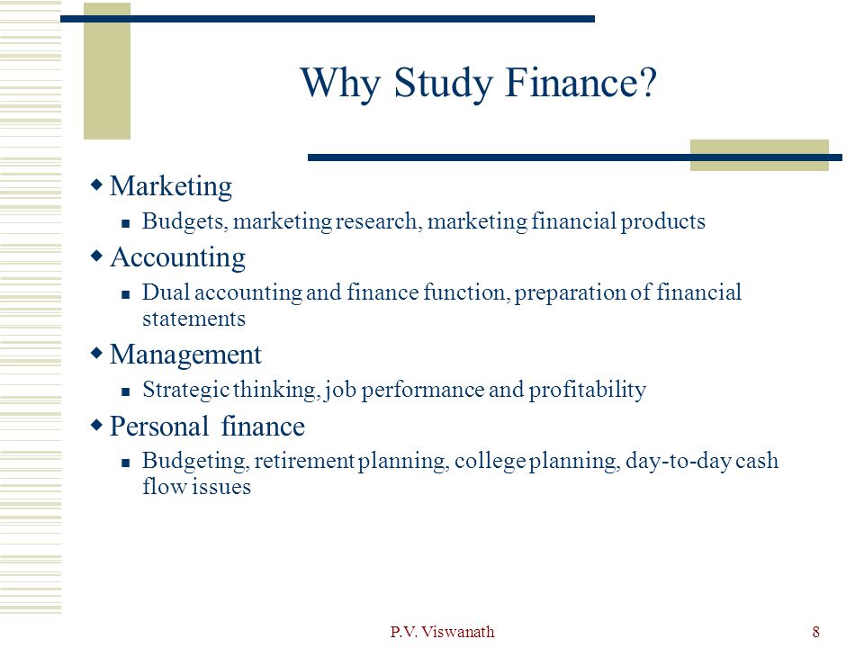 Why Study Finance Marketing Accounting Management Personal finance