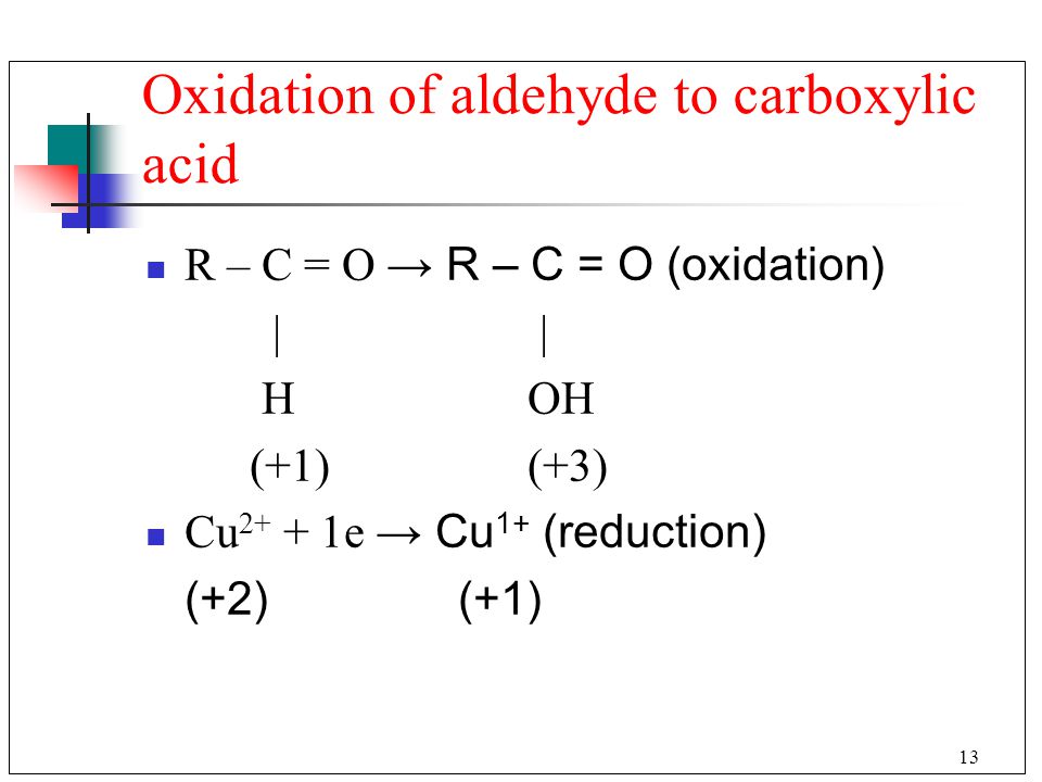 Oxidation of aldehyde to carboxylic acid