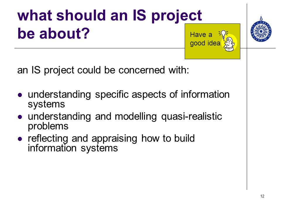 what should an IS project be about