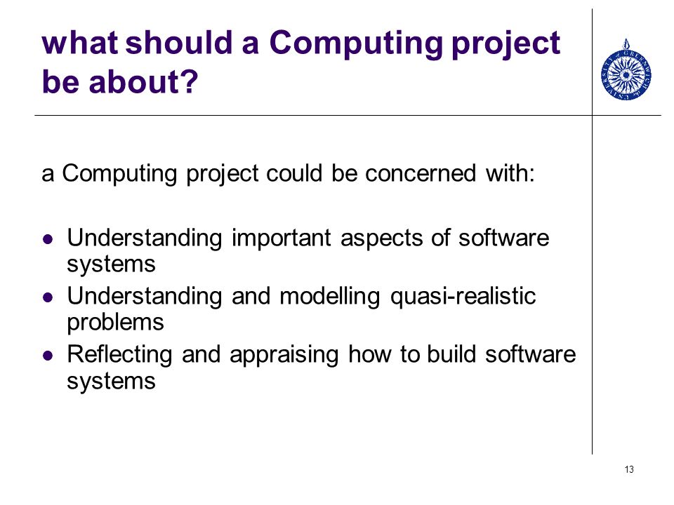 what should a Computing project be about