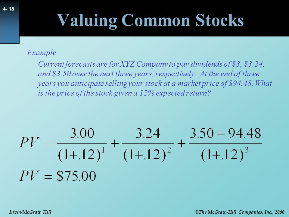 Valuing Common Stocks Example