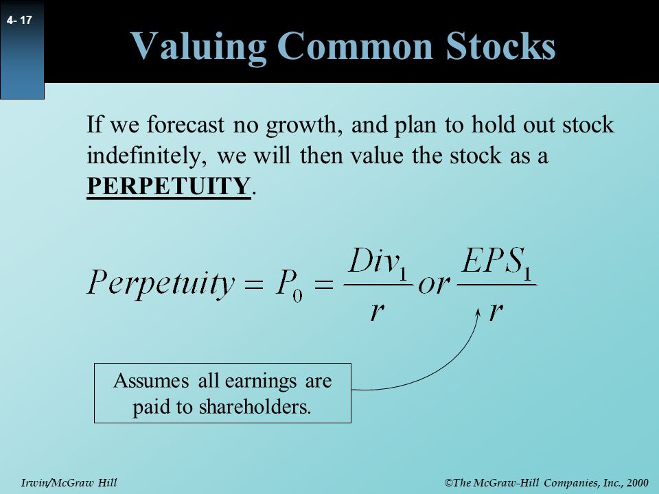 Assumes all earnings are paid to shareholders.