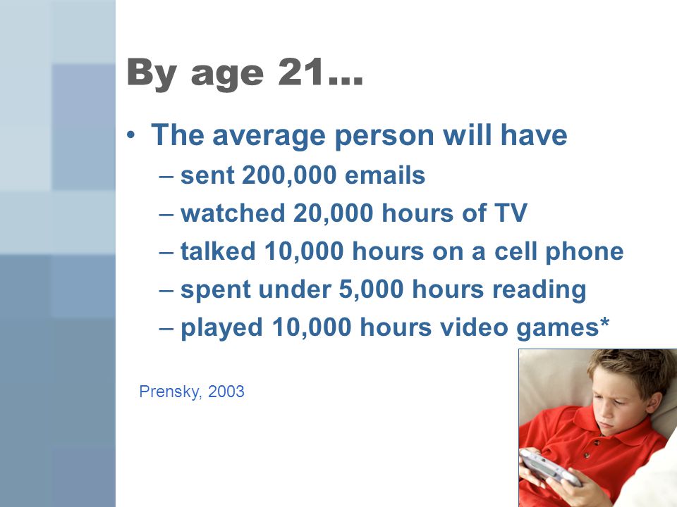 By age 21… The average person will have sent 200,000  s