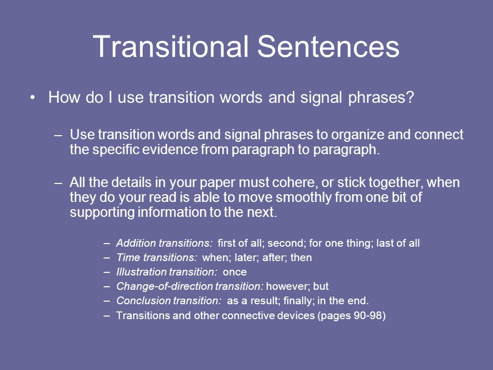 Transitional Sentences