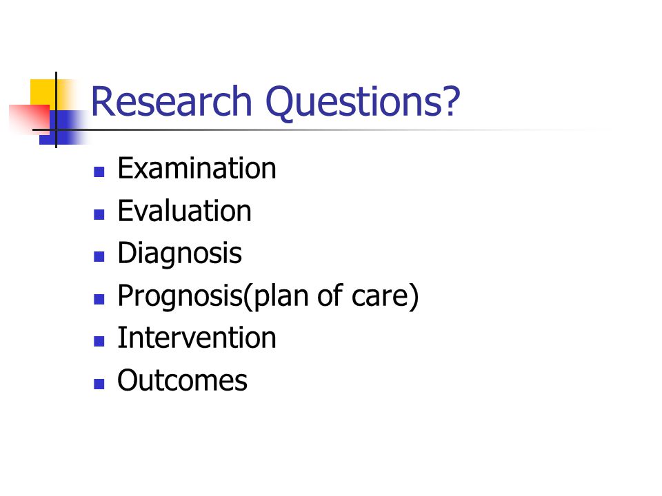 Research Questions Examination Evaluation Diagnosis