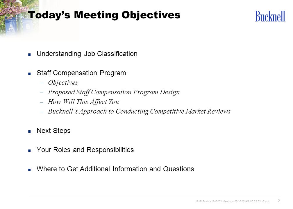 Today’s Meeting Objectives