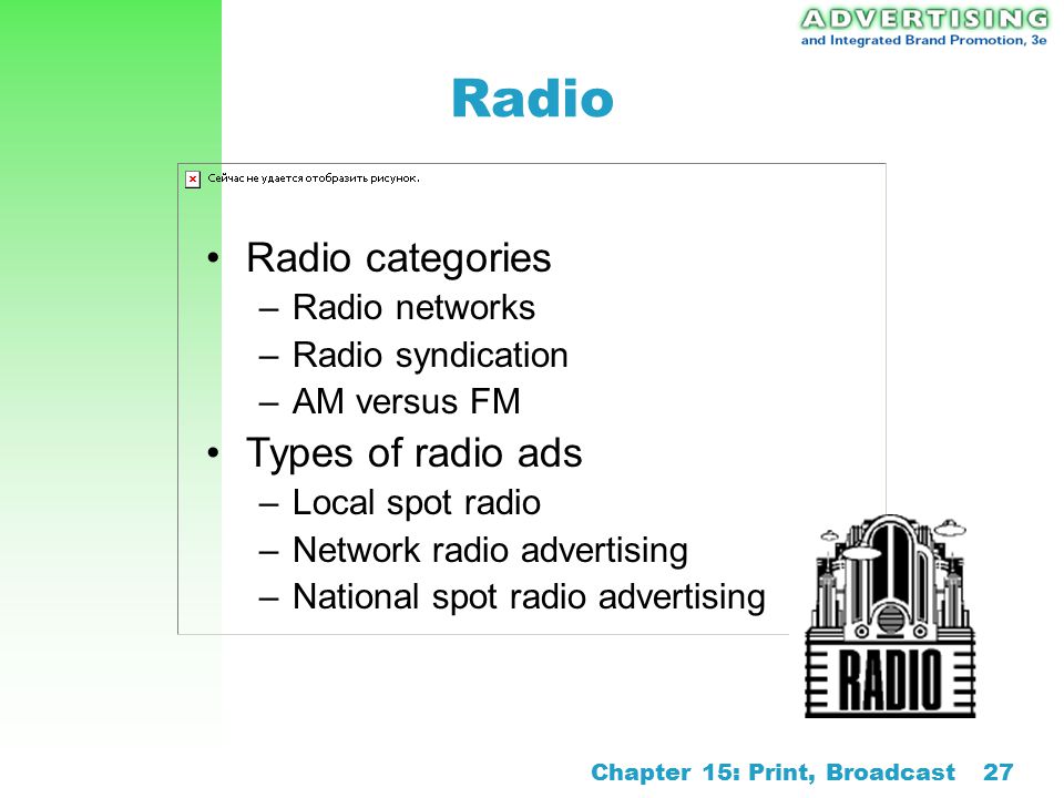 Radio Radio categories Types of radio ads Radio networks