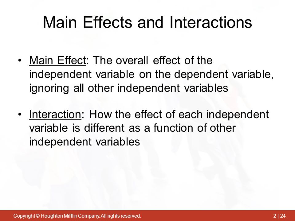Main Effects and Interactions