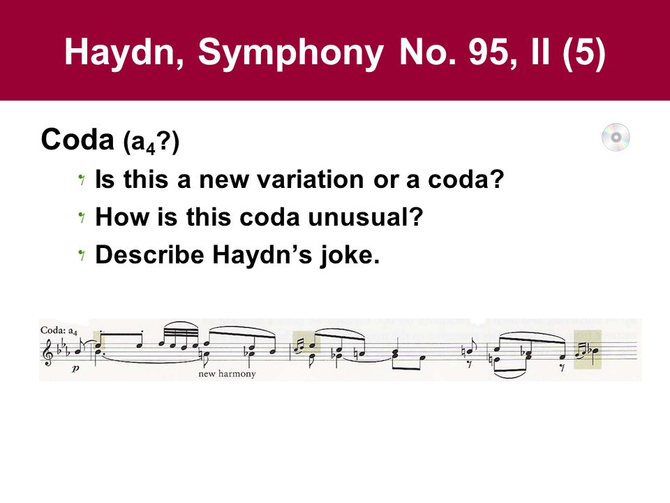 Haydn, Symphony No. 95, II (5) Coda (a4 )