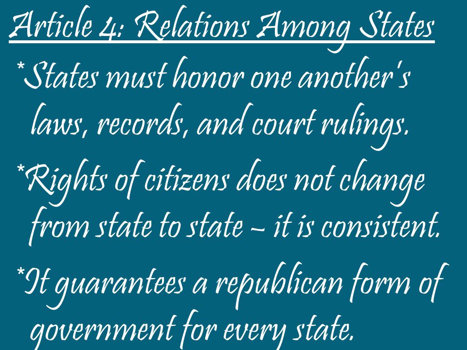 Article 4: Relations Among States