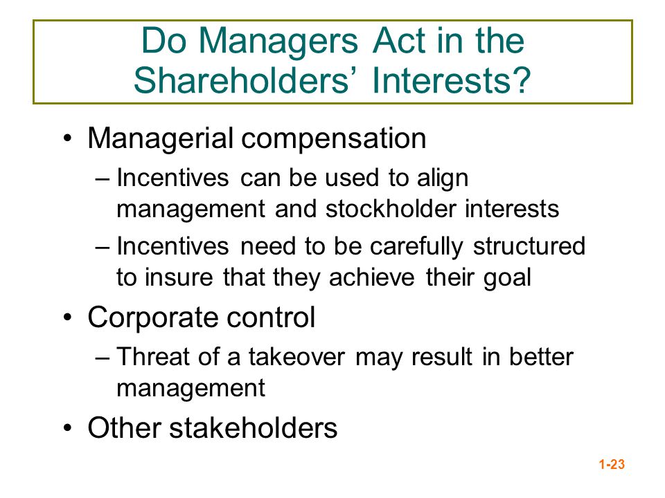 Do Managers Act in the Shareholders’ Interests