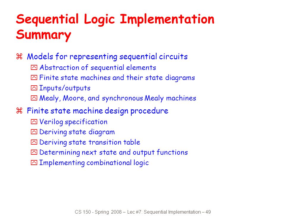 Sequential Logic Implementation Summary