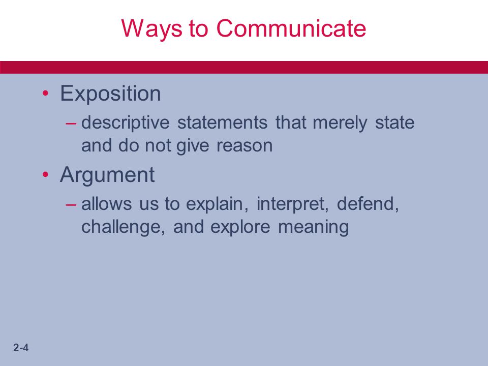 Ways to Communicate Exposition Argument