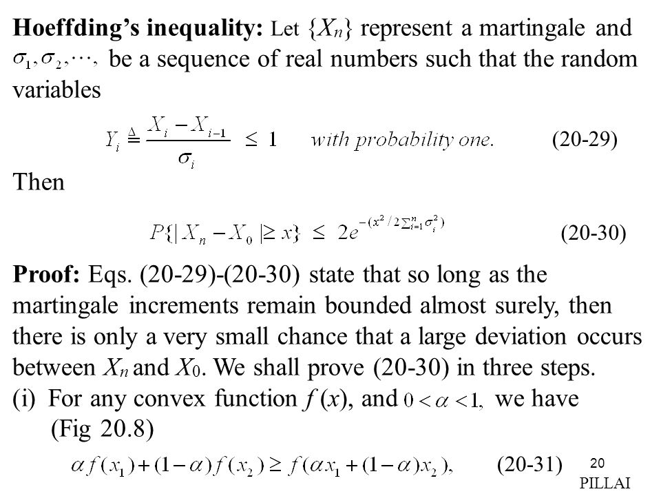 Hoeffding’s inequality: Let {Xn} represent a martingale and