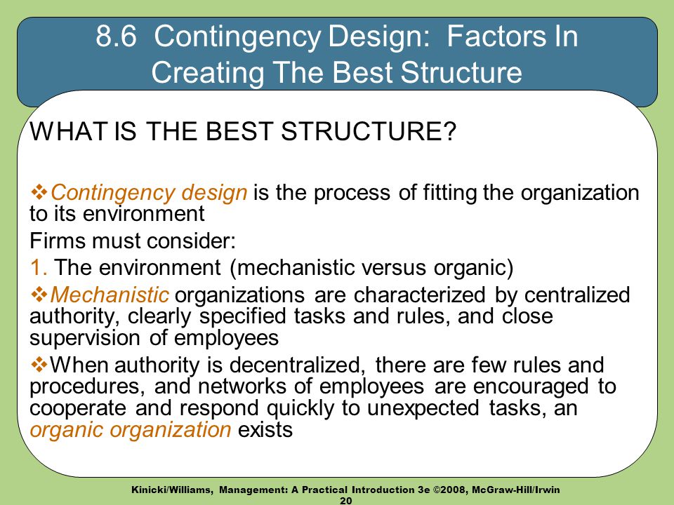 8.6 Contingency Design: Factors In Creating The Best Structure
