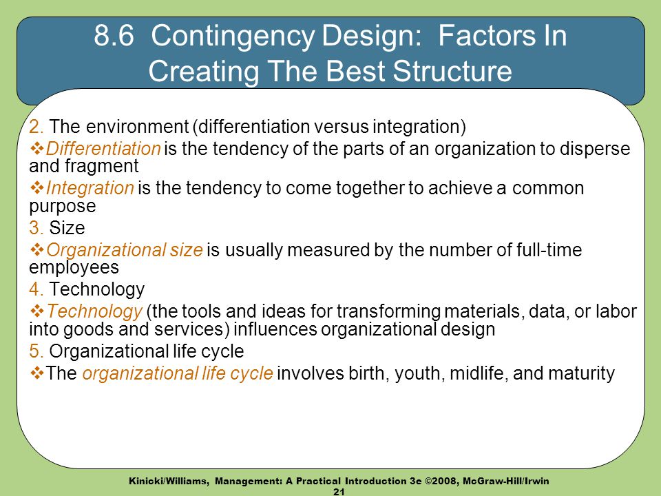 8.6 Contingency Design: Factors In Creating The Best Structure