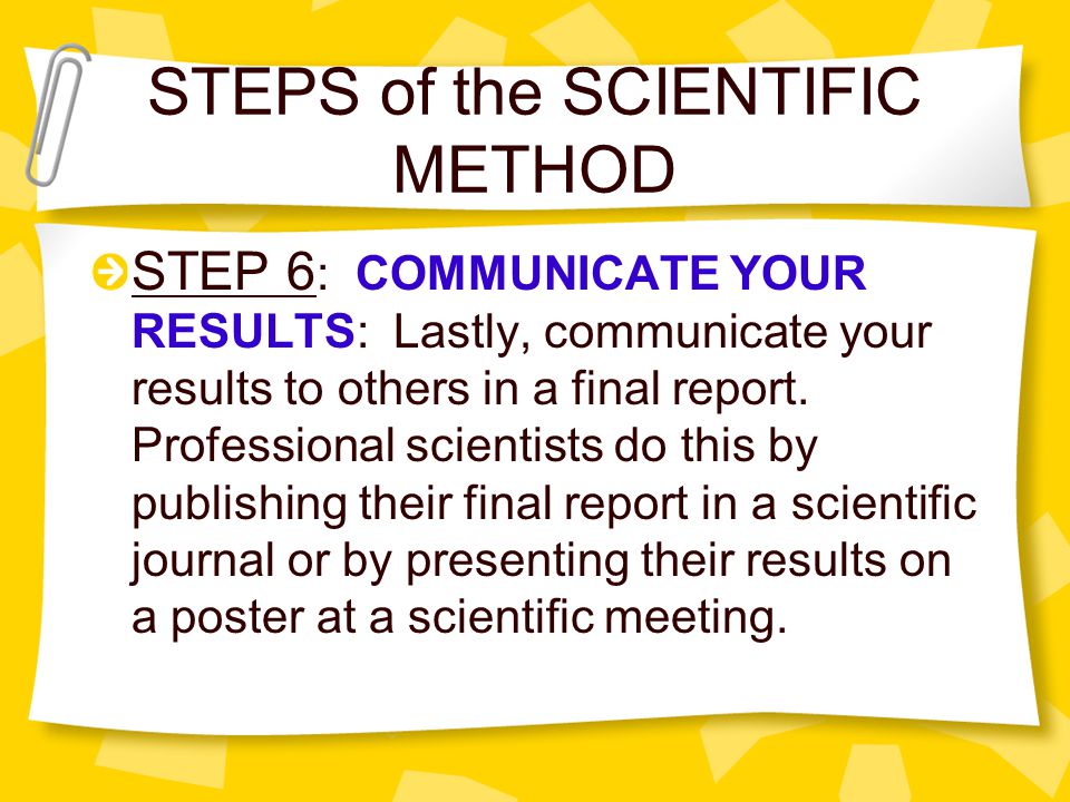 STEPS of the SCIENTIFIC METHOD