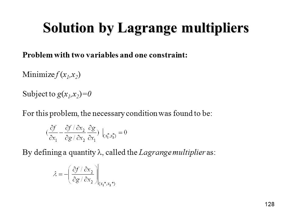Solution by Lagrange multipliers