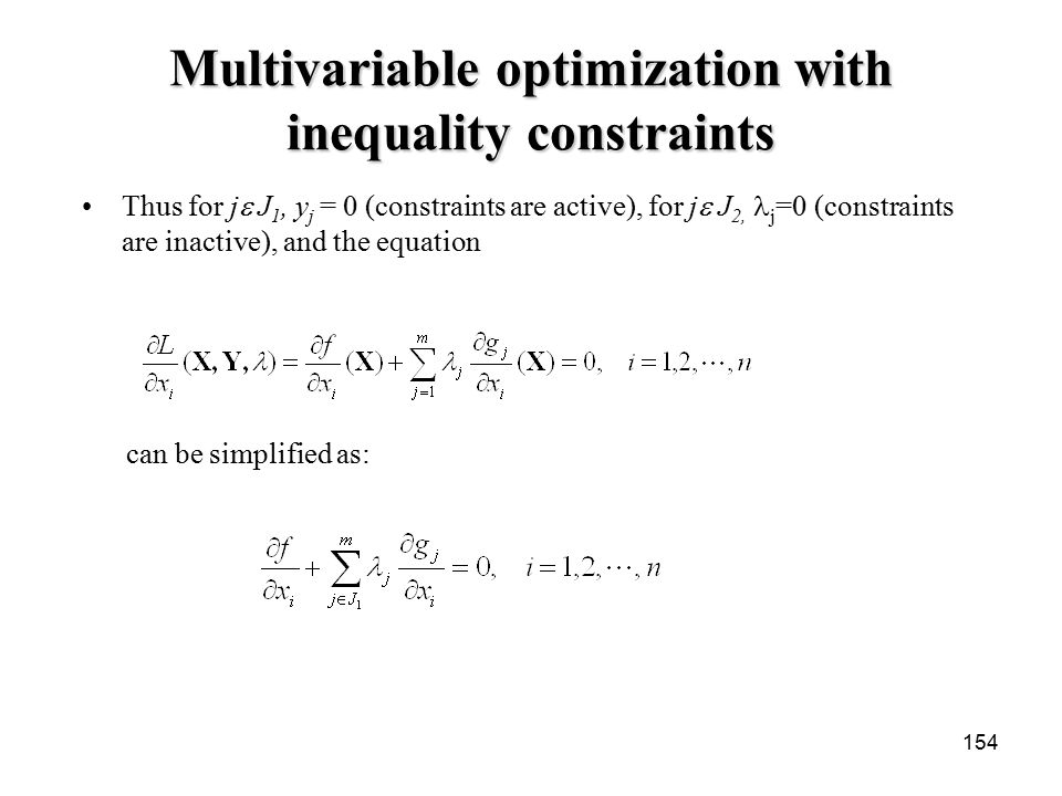Multivariable optimization with inequality constraints