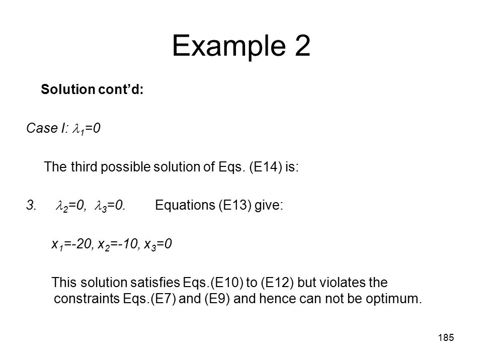 Example 2 Solution cont’d: Case I: 1=0