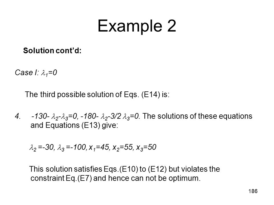 Example 2 Solution cont’d: Case I: 1=0