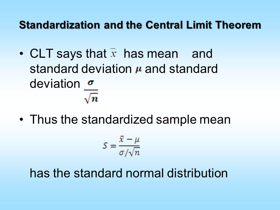 Standardization and the Central Limit Theorem