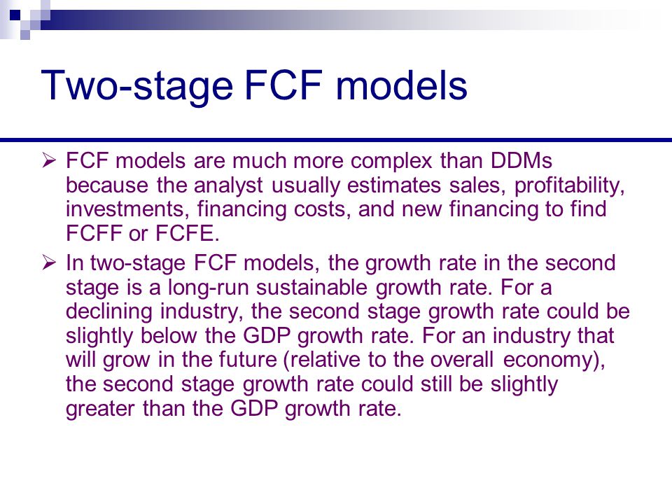 Two-stage FCF models