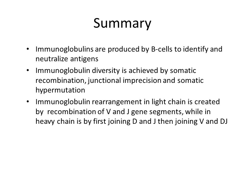 Summary Immunoglobulins are produced by B-cells to identify and neutralize antigens.