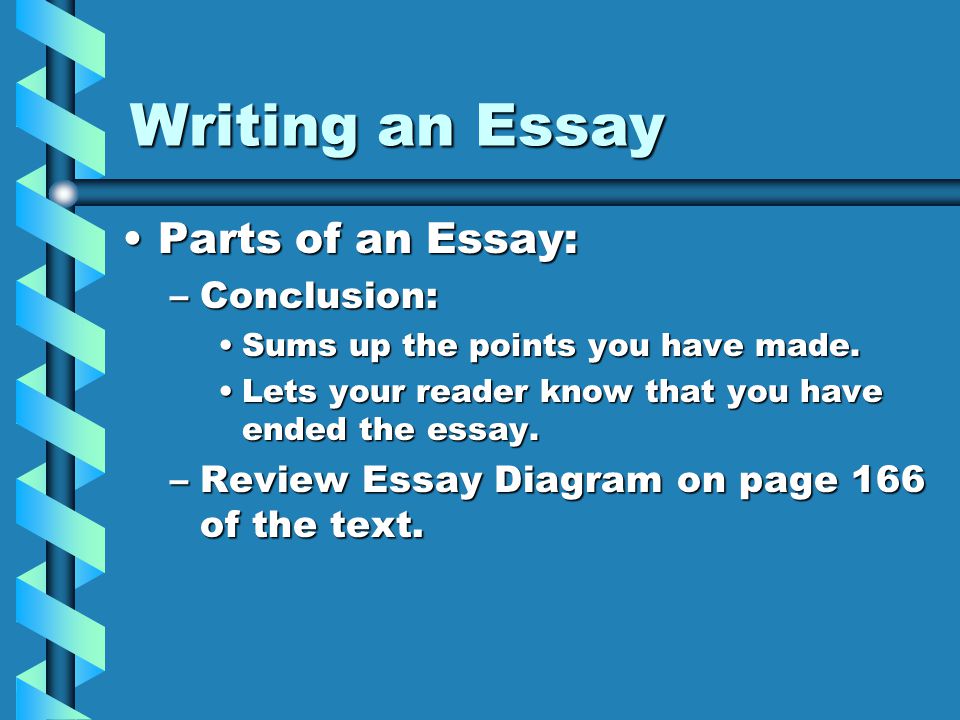 Writing an Essay Parts of an Essay: Conclusion: