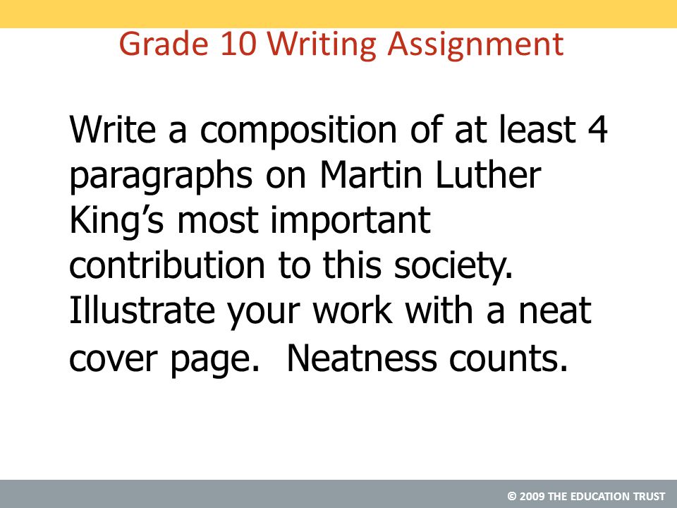 Grade 10 Writing Assignment