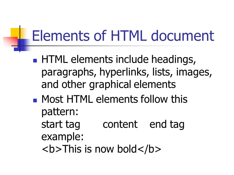 Elements of HTML document