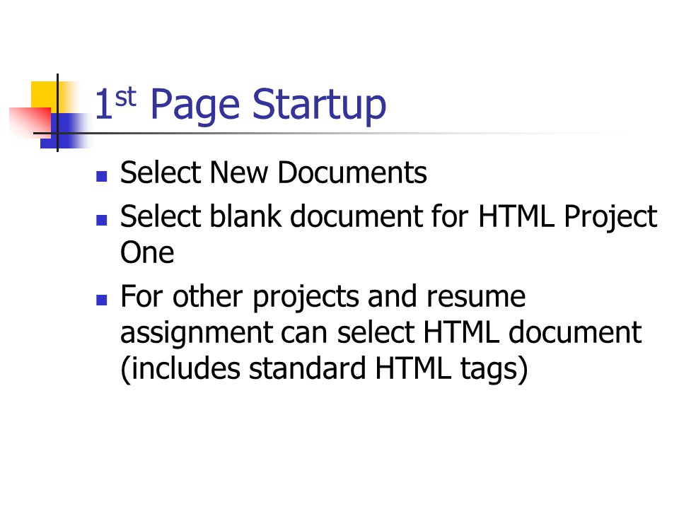 1st Page Startup Select New Documents