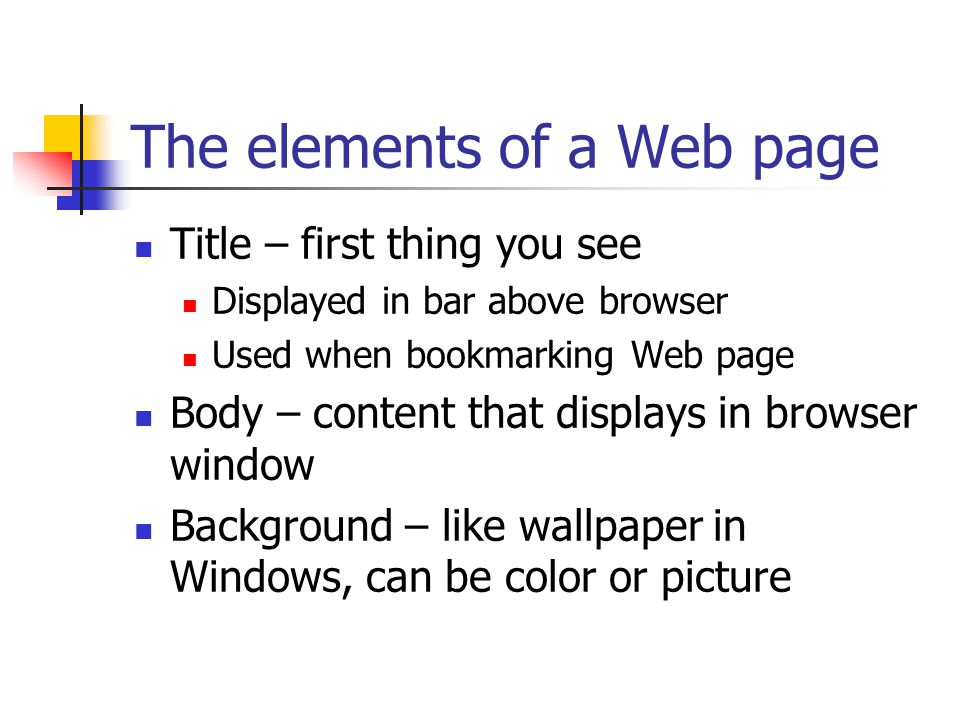 The elements of a Web page