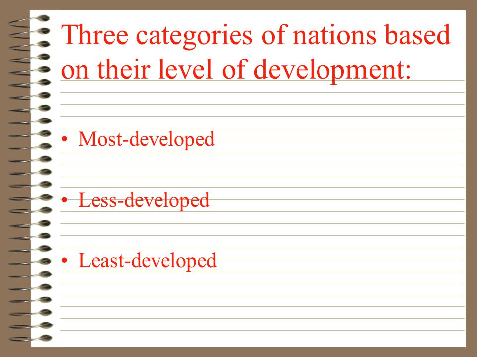 Three categories of nations based on their level of development: