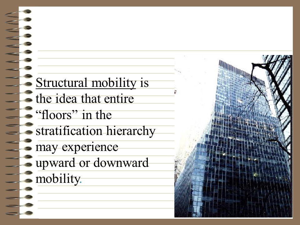 Structural mobility is the idea that entire floors in the stratification hierarchy may experience upward or downward mobility.