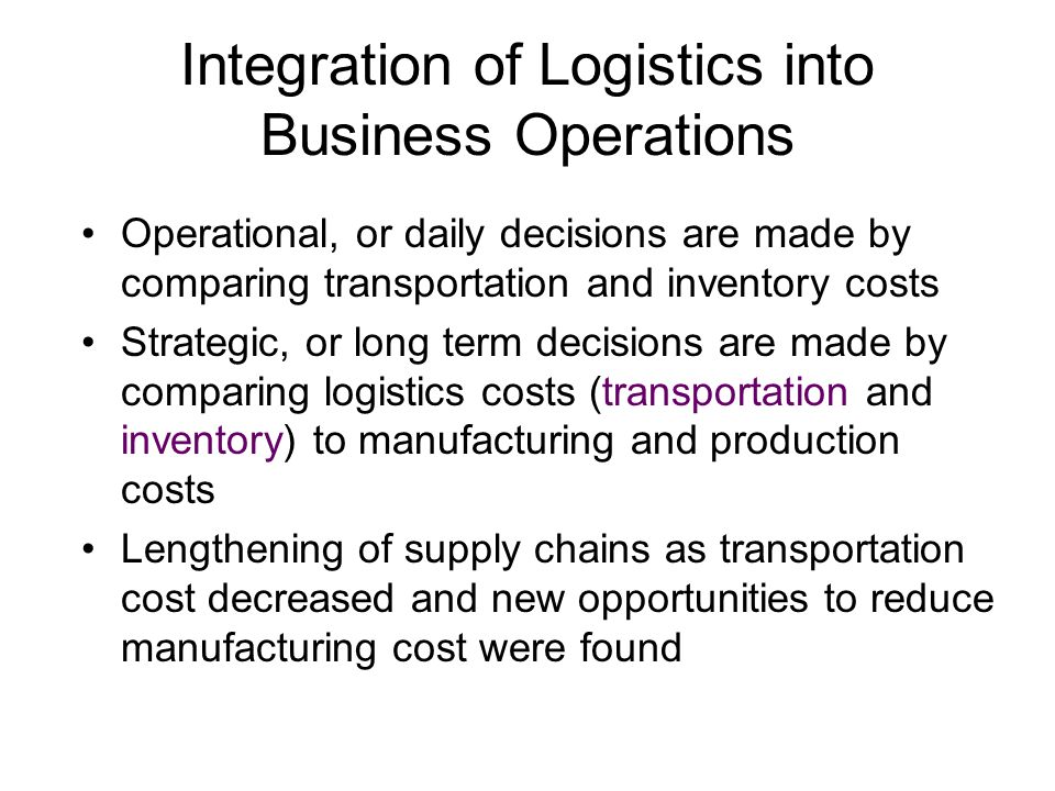 Integration of Logistics into Business Operations