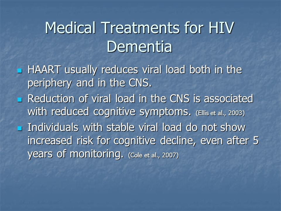 Medical Treatments for HIV Dementia