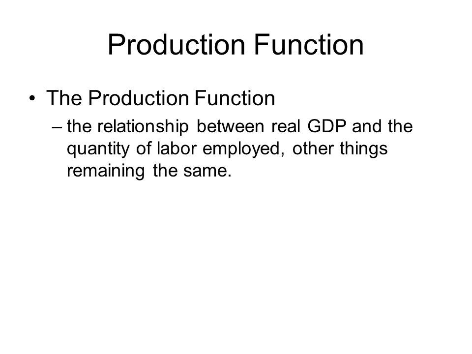 Production Function The Production Function