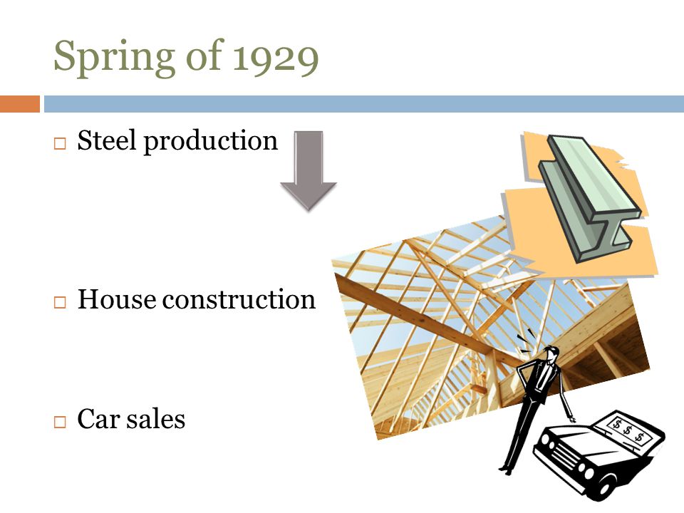 Spring of 1929 Steel production House construction Car sales