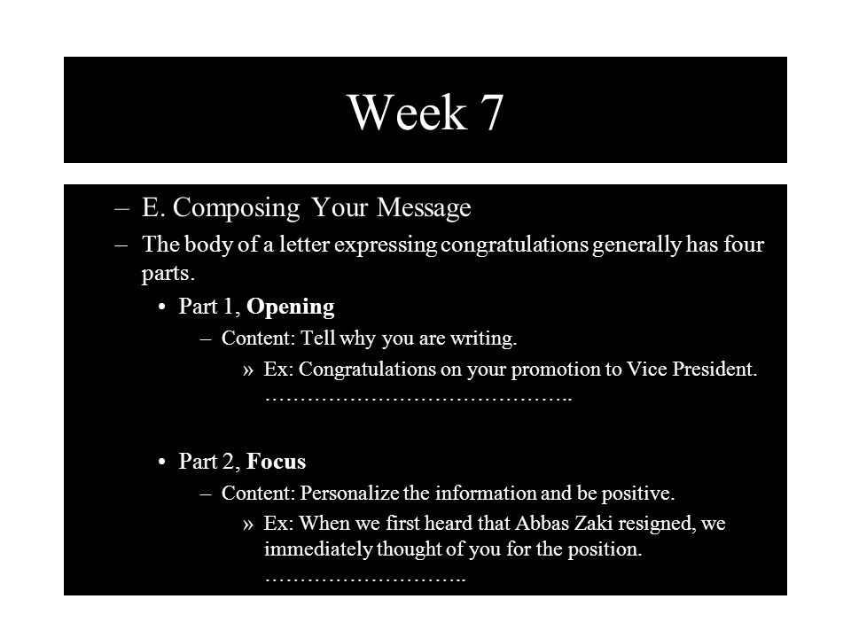 Week 7 E. Composing Your Message